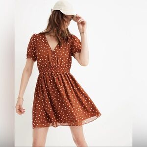 Madewell Dress Size Extra Small polka dot brown career casual